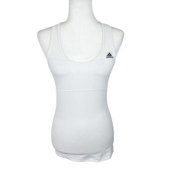 Adidas Tank Top Women Extra Small White V-Neck Racerback Running Active Top - Picture 1 of 14